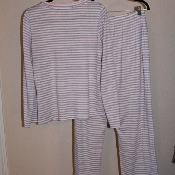 COPY - Laura Ashely Grey and White Stripe Pajamas - Picture 4 of 5